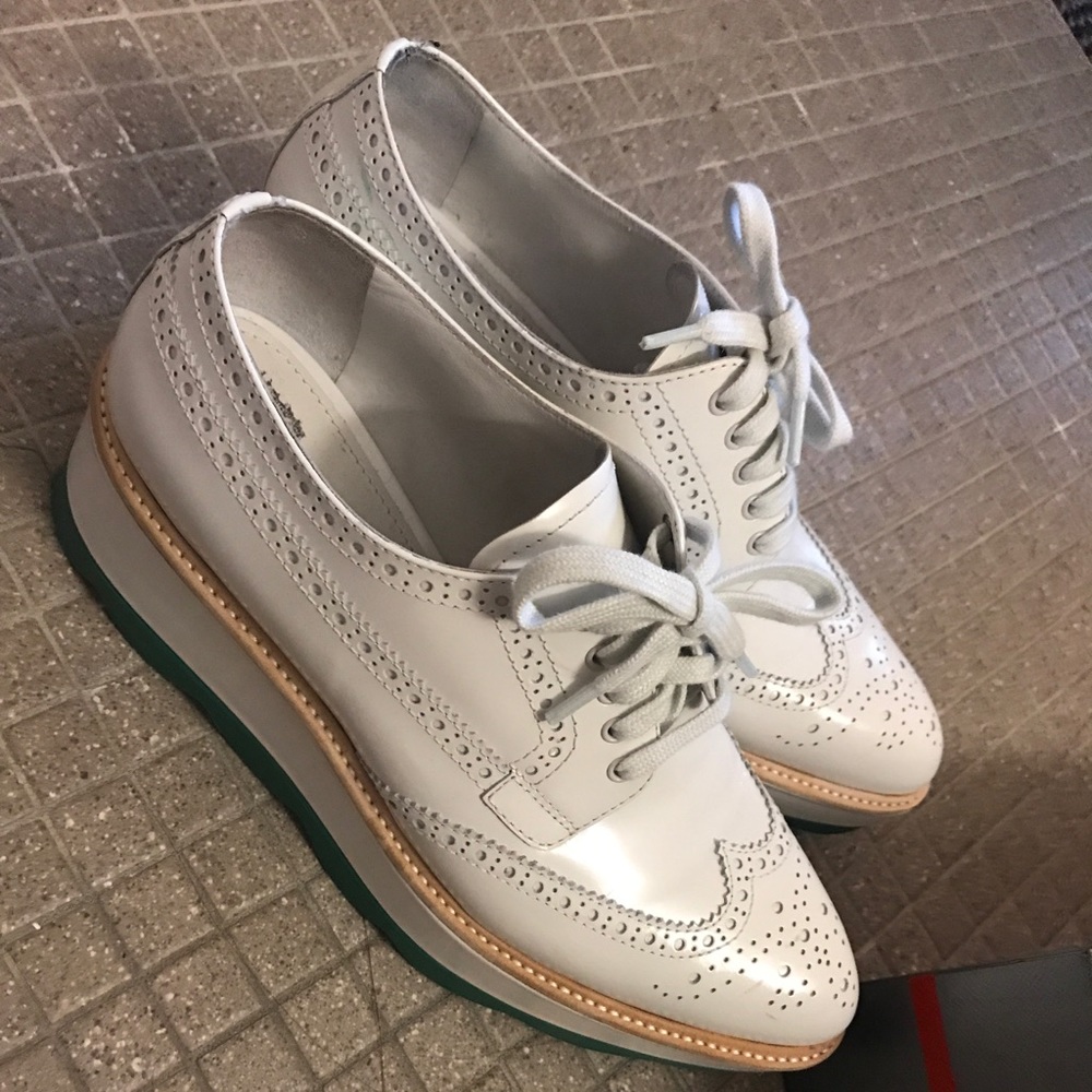 Prada Women’s White/Green Platform Loafer